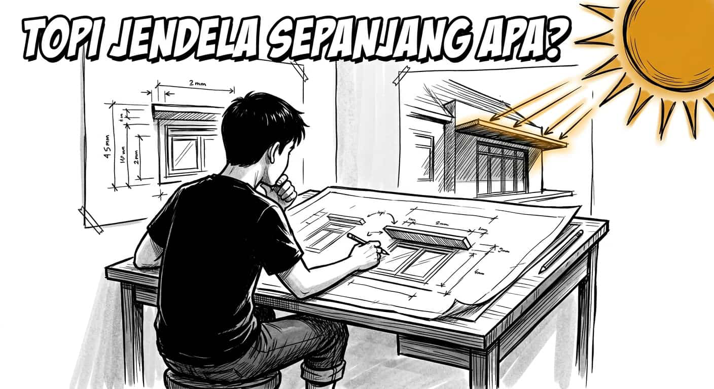 topi jendela, sun shading rumah, overhang jendela