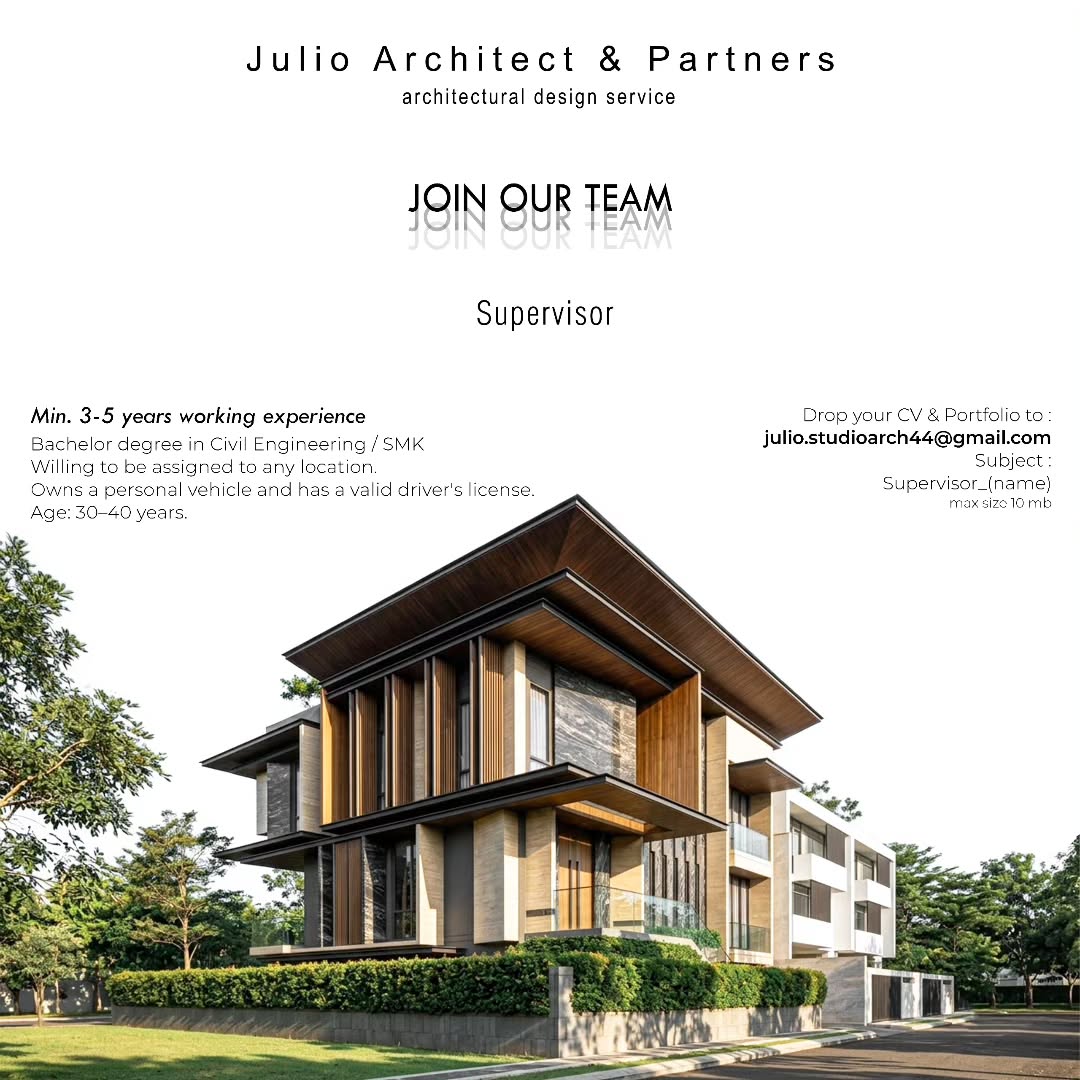 Poster Lowongan Supervisor di Julio Architect & Partners 1