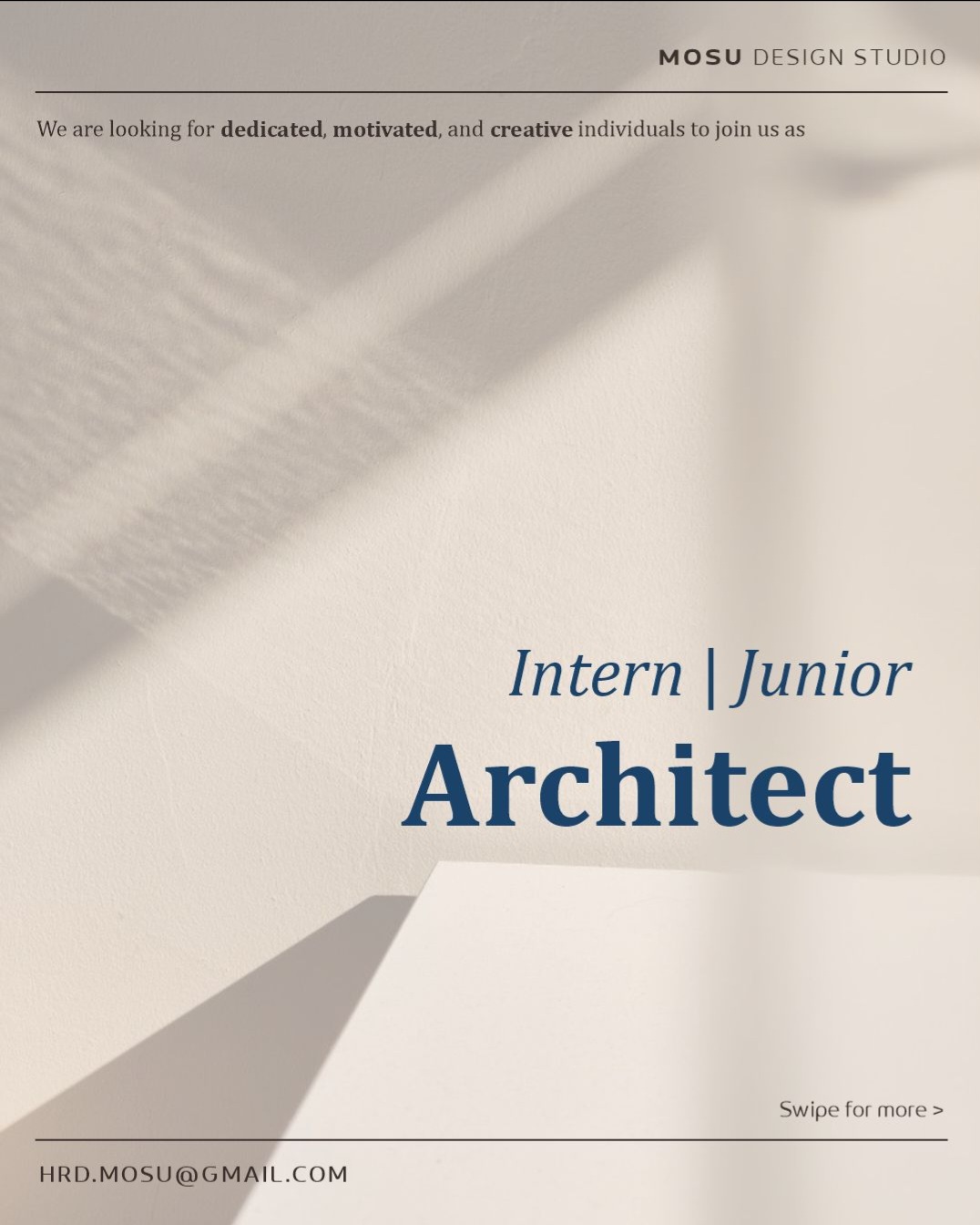 Poster Lowongan Intern Architect di MOSU Design Studio Yogyakarta 2