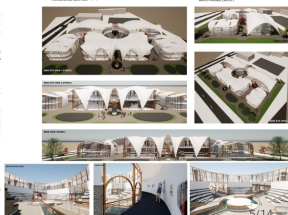 Hybrid housing, markets, museum, sport center (cube), house , school