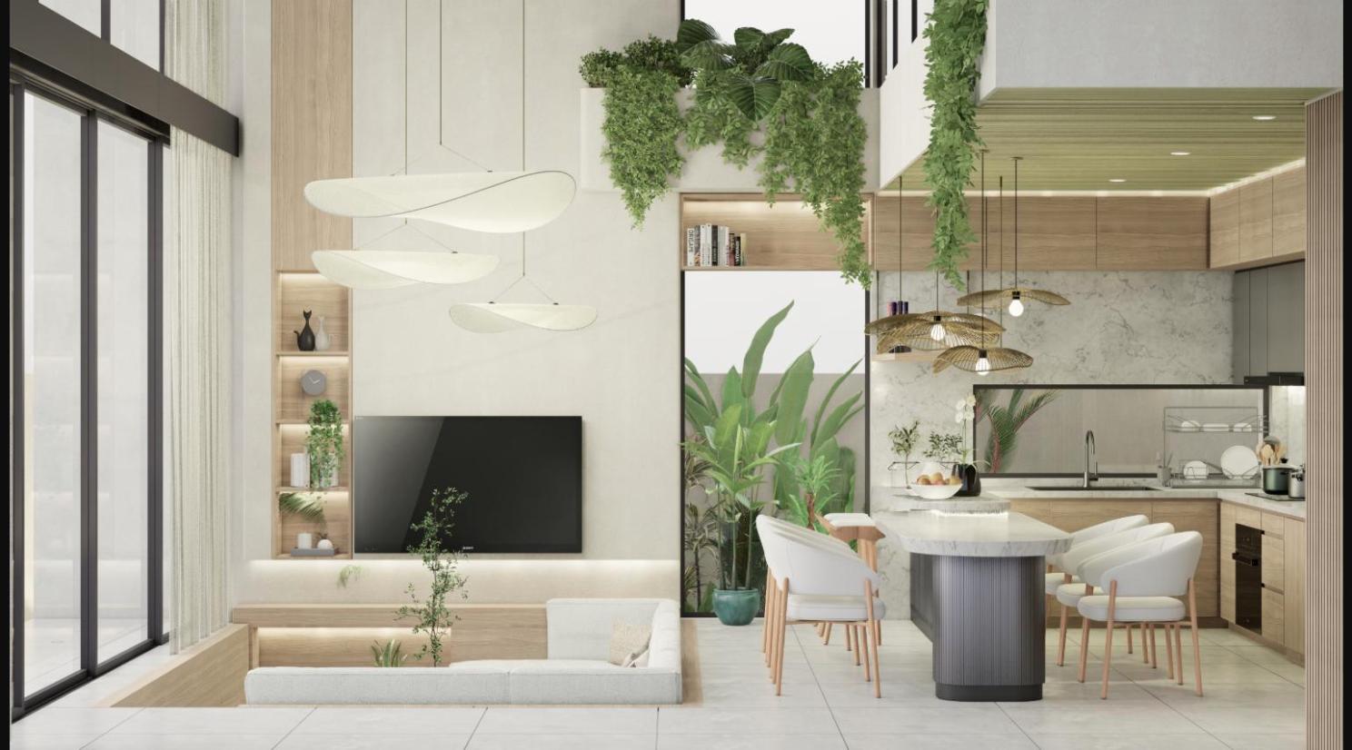Attico Modern-Tropical – Living & Kitchen Area (Bali)